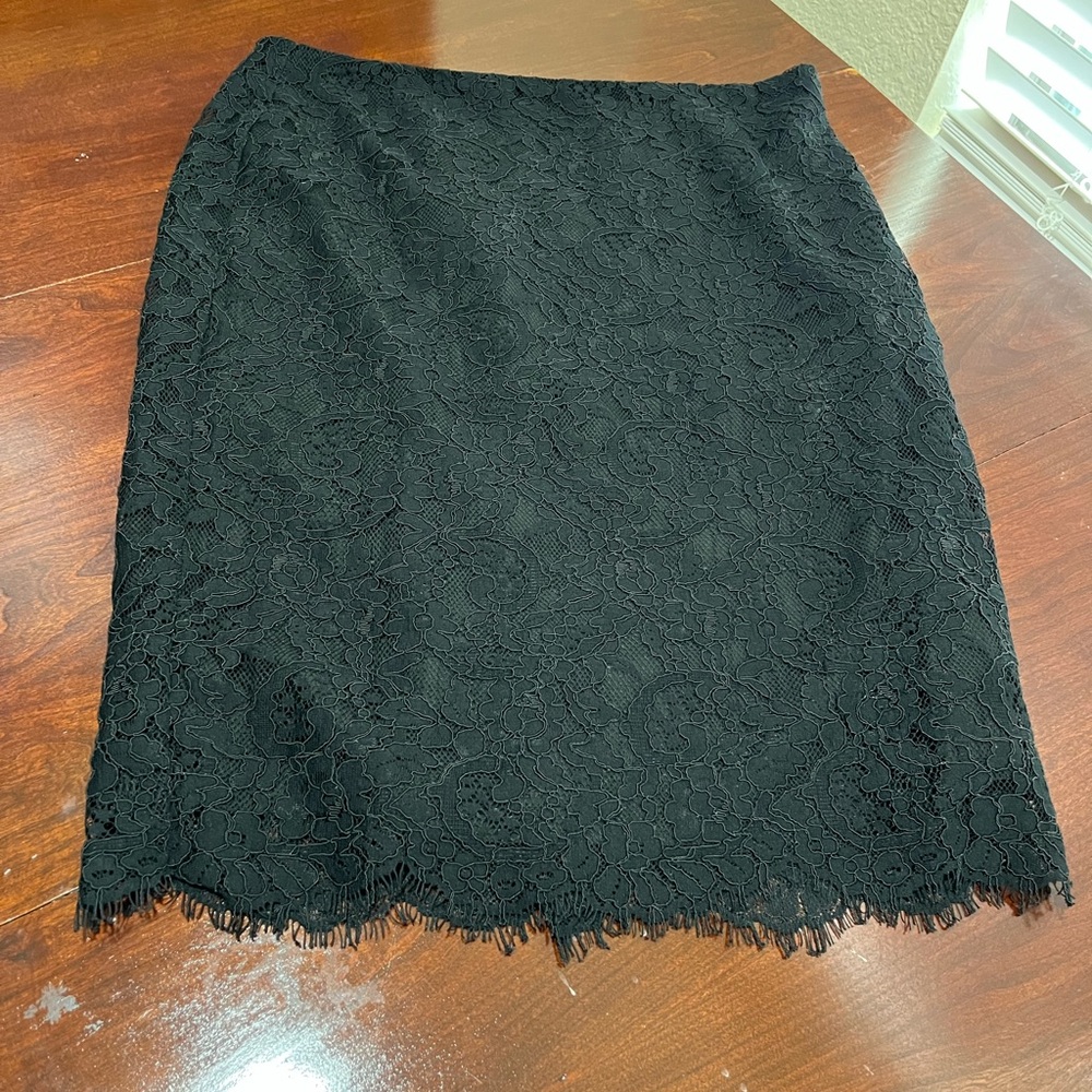 Ralph Lauren Black Scalloped Lace Pencil Skirt